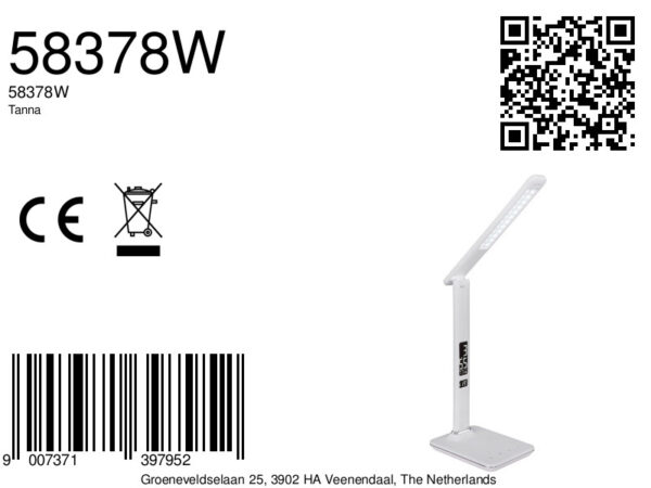 Globo Tanna tafellamp – Ingebouwd (LED) – Wit - Image 5