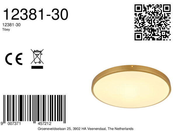 Globo Tibey plafonniere – ø 45 cm – Ingebouwd (LED) – Messing - Image 6
