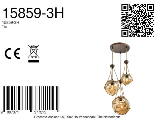 Globo Tiko hanglamp – ø 43 cm – E27 (grote fitting) – Bruin - Image 5