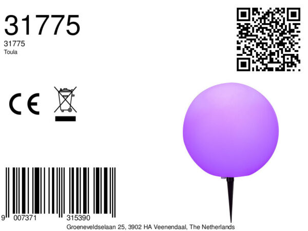 Globo Toula vloerlamp – ø 30 cm – E27 (grote fitting) – Wit - Image 5