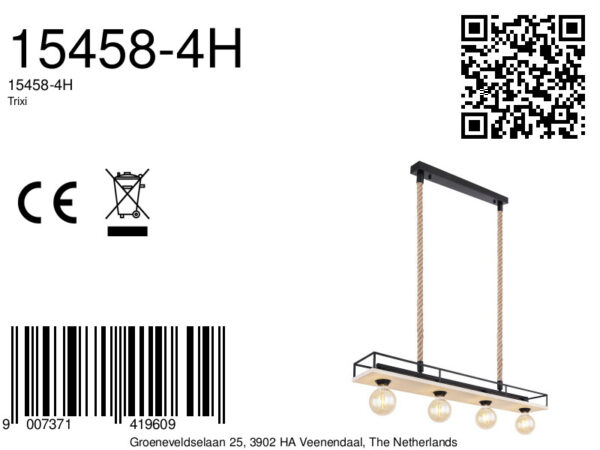 Globo Trixi hanglamp – E27 (grote fitting) – Zwart - Image 6