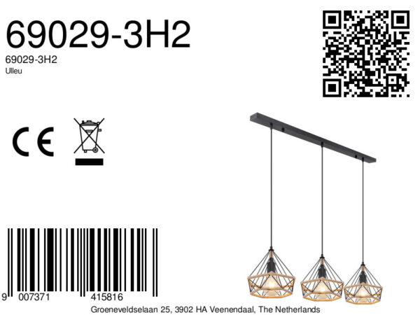 Globo Ulleu hanglamp – E27 (grote fitting) – Zwart - Image 5