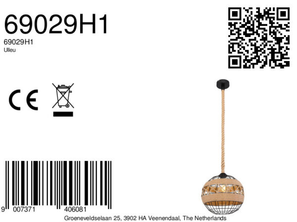 Globo Ulleu hanglamp – ø 30 cm – E27 (grote fitting) – Zwart - Image 5
