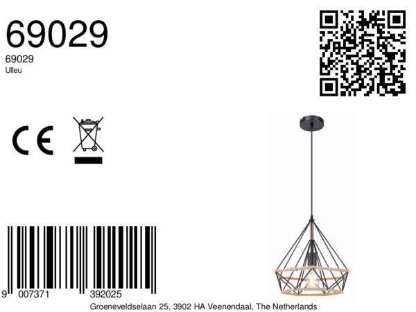 Globo Ulleu hanglamp – ø 38 cm – E27 (grote fitting) – Zwart - Image 5