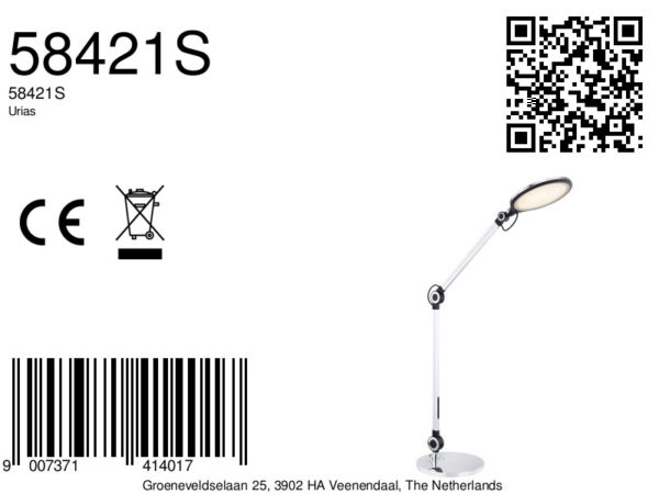 Globo Urias tafellamp – Ingebouwd (LED) – Zilver - Image 5