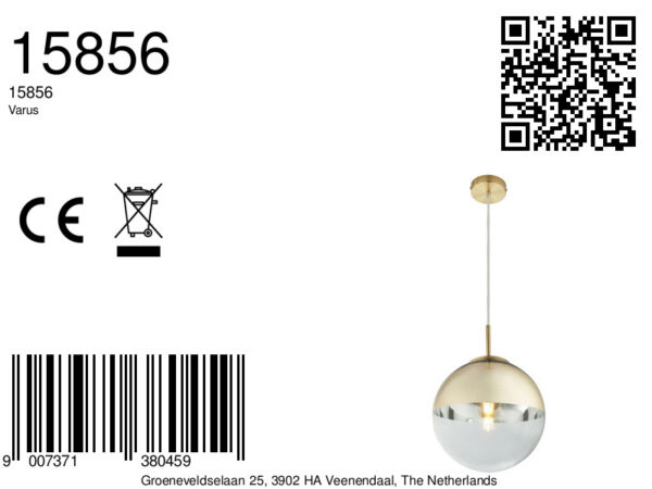 Hanglamp goud klassiek metaal glas Globo Varus - Image 5