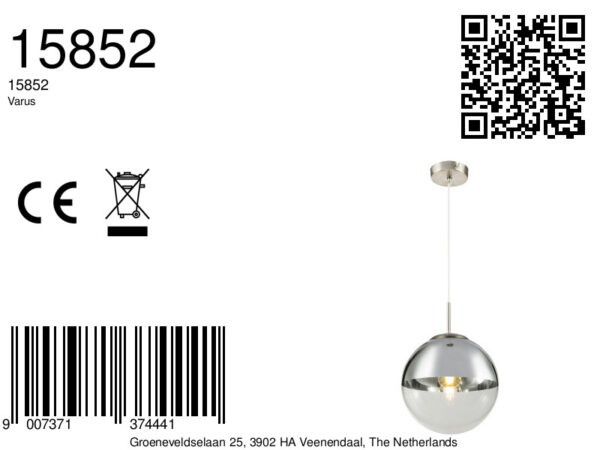 Globo Varus hanglamp – ø 25 cm – E27 (grote fitting) – Nikkel - Image 5