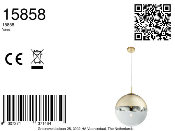Globo Varus hanglamp – ø 33 cm – E27 (grote fitting) – Goud - Image 5
