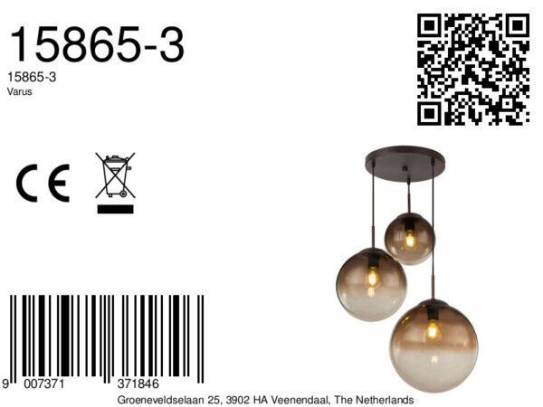 Globo Varus hanglamp – ø 51 cm – E27 (grote fitting) – Bruin - Image 6