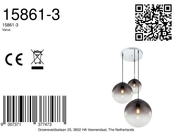 Globo Varus hanglamp – ø 51 cm – E27 (grote fitting) – Chroom - Image 6