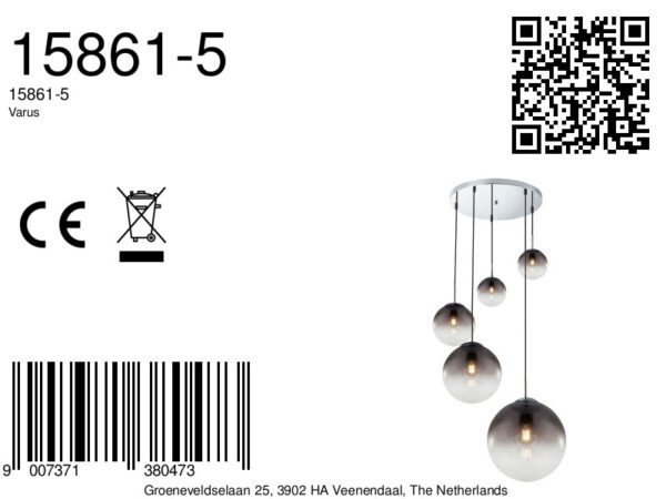 Globo Varus hanglamp – ø 65 cm – E27 (grote fitting) – Chroom - Image 6
