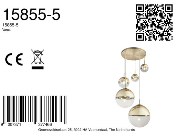 Globo Varus hanglamp – ø 65 cm – E27 (grote fitting) – Goud - Image 5