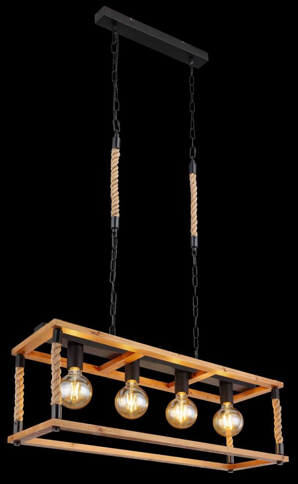 Landelijke metalen hanglamp zwart Globo Vernon - Image 4