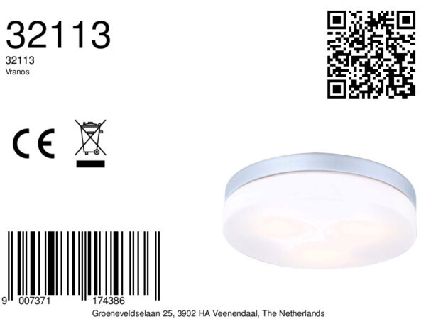 Globo Vranos plafonniere – ø 30 cm – E27 (grote fitting) – Zilver - Image 3