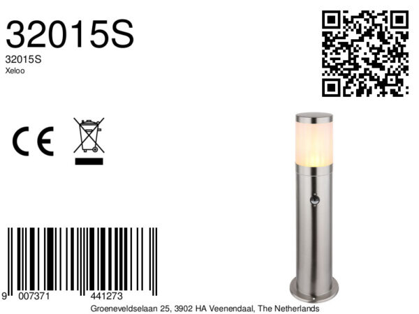 Globo Xeloo vloerlamp – ø 14 cm – E27 (grote fitting) – Zilver - Image 4