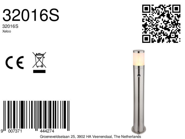 Globo Xeloo vloerlamp – ø 14 cm – E27 (grote fitting) – Zilver - Image 4