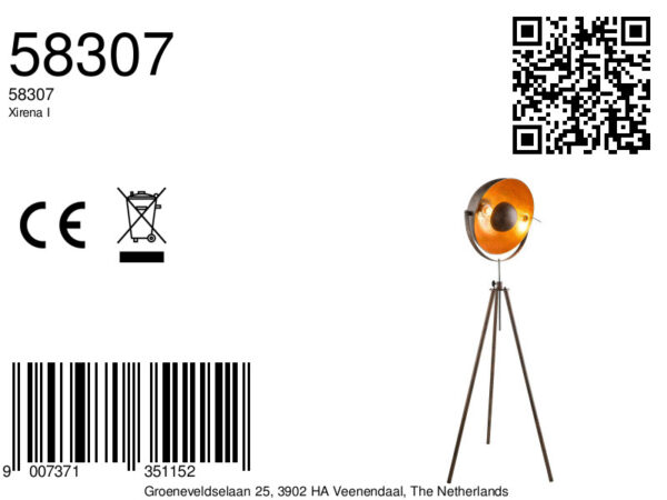 Globo Xirena i vloerlamp – ø 69 cm – E27 (grote fitting) – Bruin - Image 3