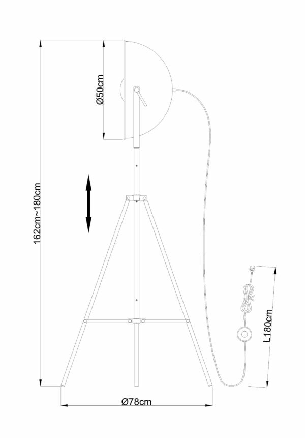 Globo Xirena vloerlamp – ø 78 cm – E27 (grote fitting) – Chroom - Image 4