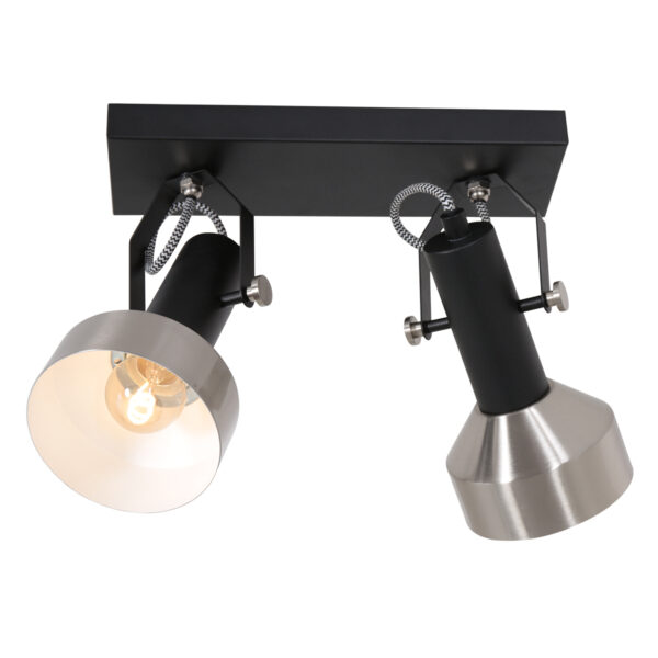 Dubbele lantaarnvormige zwart/stalen spot Mexlite Acier - Image 14