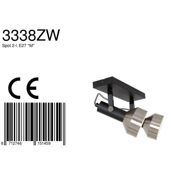 Dubbele lantaarnvormige zwart/stalen spot Mexlite Acier - Image 6
