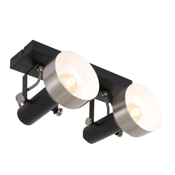 Dubbele lantaarnvormige zwart/stalen spot Mexlite Acier - Image 8