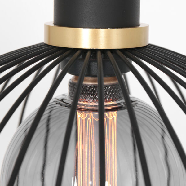 Mexlite Aureole hanglamp - draadlamp - kap Ø 35 cm - gouden details - zwart - Image 3