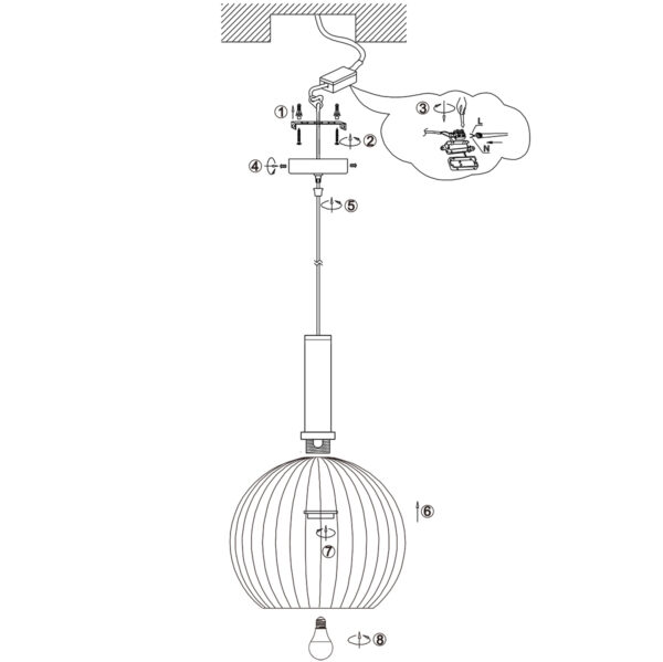 Mexlite Aureole hanglamp - draadlamp - kap Ø 35 cm - gouden details - zwart - Image 7