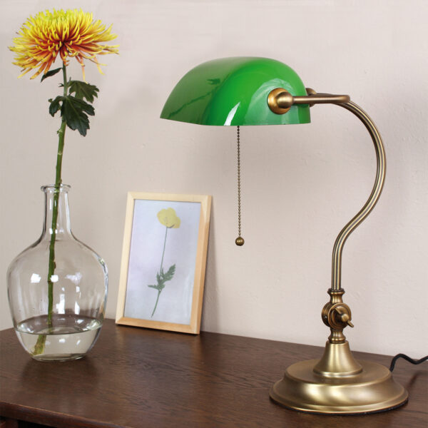 Klassieke bronzen metalen glazen tafellamp Mexlite Belana - Image 3