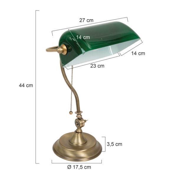 Klassieke bronzen metalen glazen tafellamp Mexlite Belana - Image 7