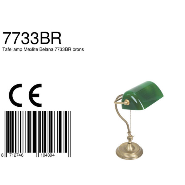 Klassieke bronzen metalen glazen tafellamp Mexlite Belana - Image 8