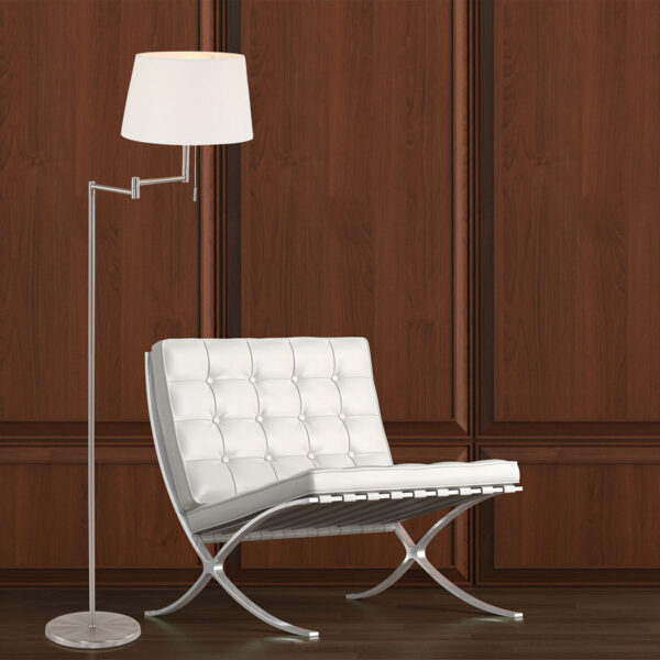 Moderne vloerlamp staal kap linnen Mexlite Bella - Image 2