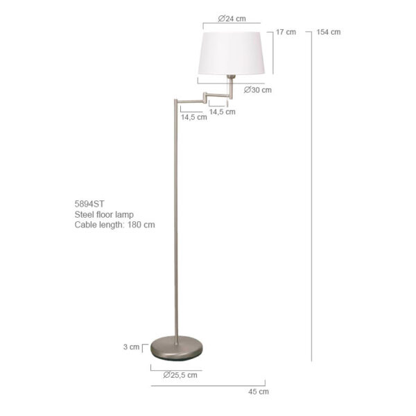 Moderne vloerlamp staal kap linnen Mexlite Bella - Image 7