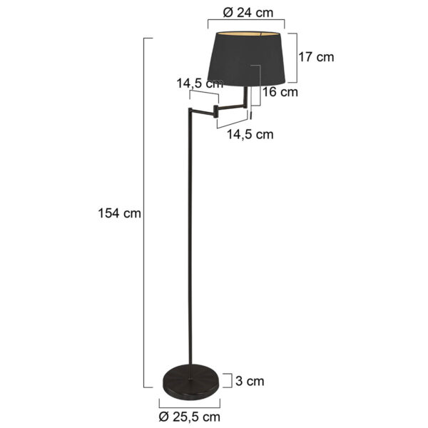 Trendy zwarte vloerlamp linnen kap Mexlite Bella - Image 6