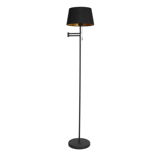 Trendy zwarte vloerlamp linnen kap Mexlite Bella - Image 8