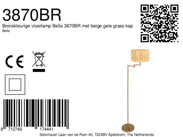 Klassieke gouden vloerlamp met witte lampenkap Mexlite Bella - Image 6