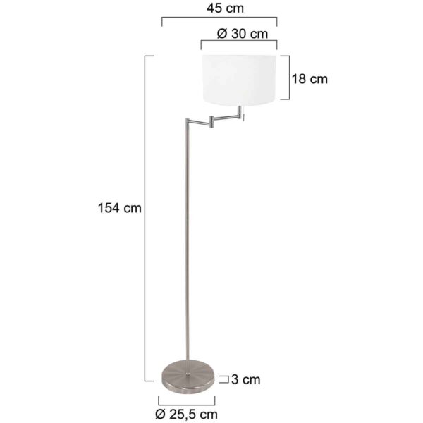 Stalen vloerlamp met witte lampenkap Mexlite Bella - Image 4