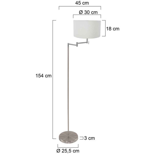 Vloerlamp staal met witte lampenkap Mexlite Bella - Image 5
