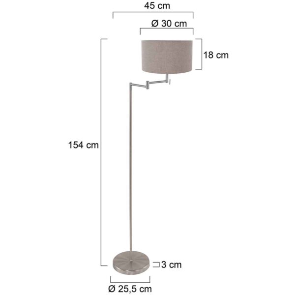 Stalen vloerlamp met licht bruine lampenkap Mexlite Bella - Image 5