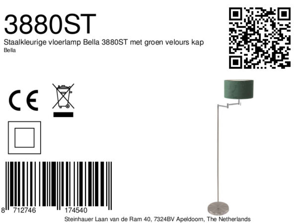 Stalen vloerlamp met groene lampenkap Mexlite Bella - Image 6