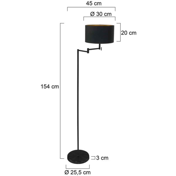 Industriële vloerlamp zwart met zwarte lampenkap Mexlite Bella - Image 5