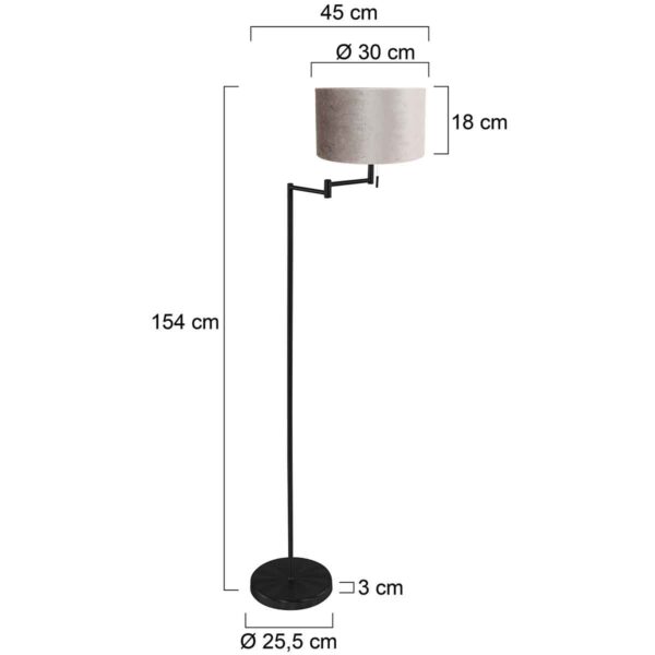 Moderne zwarte vloerlamp met grijze lampenkap Mexlite Bella - Image 5