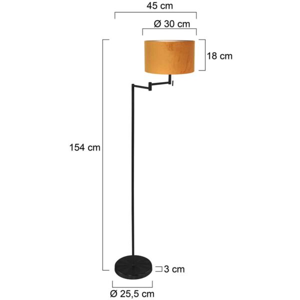 Zwarte moderne vloerlamp met oranje lampenkap Mexlite Bella - Image 5