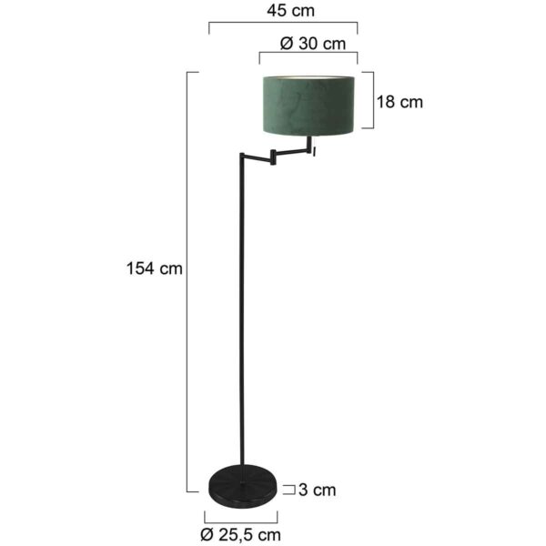 Zwarte moderne vloerlamp met groene lampenkap Mexlite Bella - Image 5