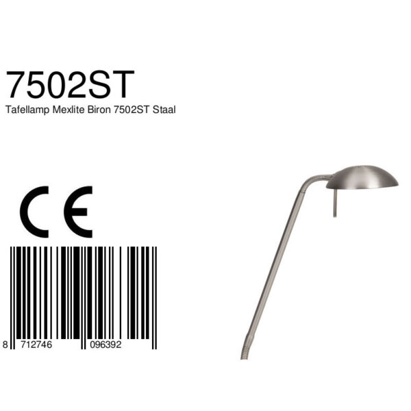 Moderne stalen tafellamp flexibele stang Mexlite Biron - Image 7