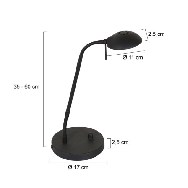 Moderne zwarte metalen tafellamp Mexlite Biron - Image 7