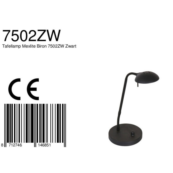Moderne zwarte metalen tafellamp Mexlite Biron - Image 9