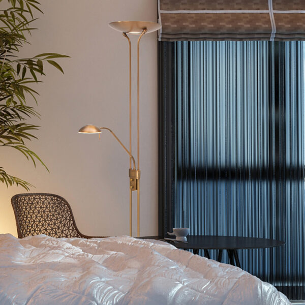 Klassieke bronzen vloerlamp flexibele leesarm Mexlite Biron - Image 2