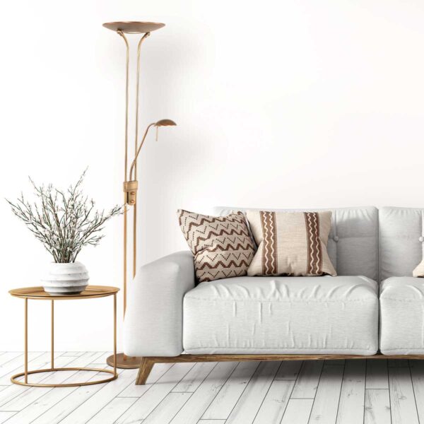 Klassieke bronzen vloerlamp flexibele leesarm Mexlite Biron - Image 3