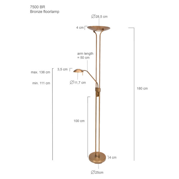 Klassieke bronzen vloerlamp flexibele leesarm Mexlite Biron - Image 7