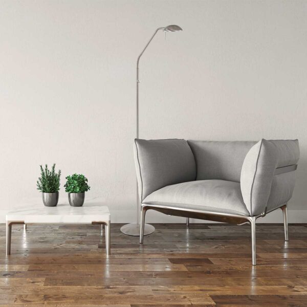 Minimalistische verstelbare staande leeslamp staal Mexlite Biron - Image 3
